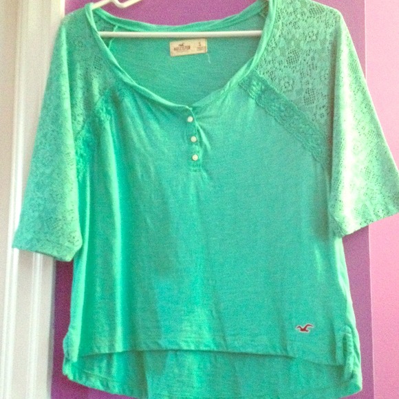 Mint Lace Sleeve Shirt