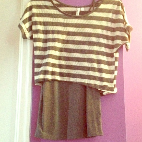 Gray striped crop top