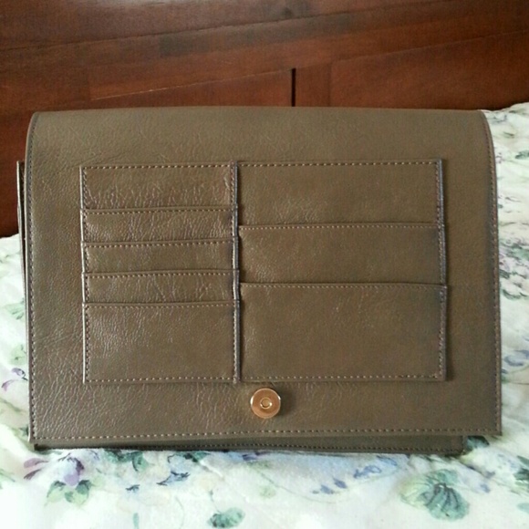 Double flap Brown large clutch