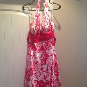 Flirty Red and White Halter Dress
