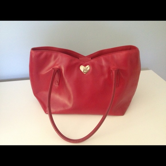 Authentic Escada red leather tote bag