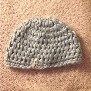 Crocheted light blue beanie