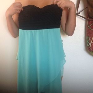 high low black and blue dress