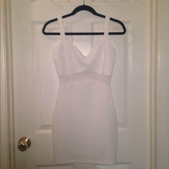 WHITE MESH BODY-CON DRESS