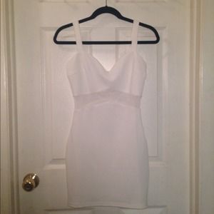 WHITE MESH BODY-CON DRESS