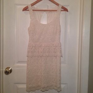 OFFF WHITE LACE PEPLUM DRESS