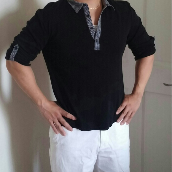 H&M long sleeve black and plaid shirt - Picture 3 of 4