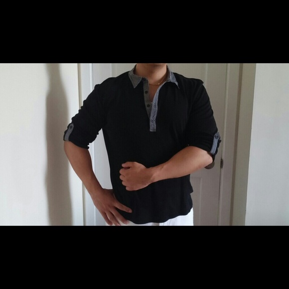 H&M long sleeve black and plaid shirt - Picture 4 of 4