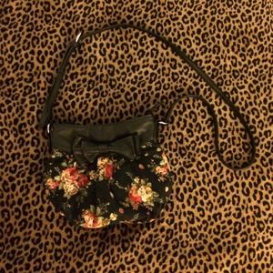 Spring floral/leather bow bag