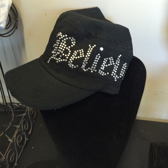 Black rhinestone baseball hat