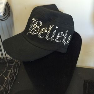 Black rhinestone baseball hat