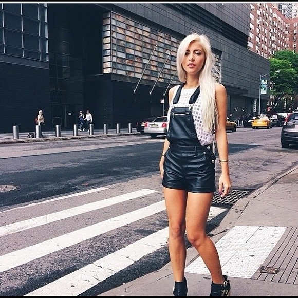 Bebe leather shorts overalls