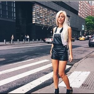 Bebe leather shorts overalls