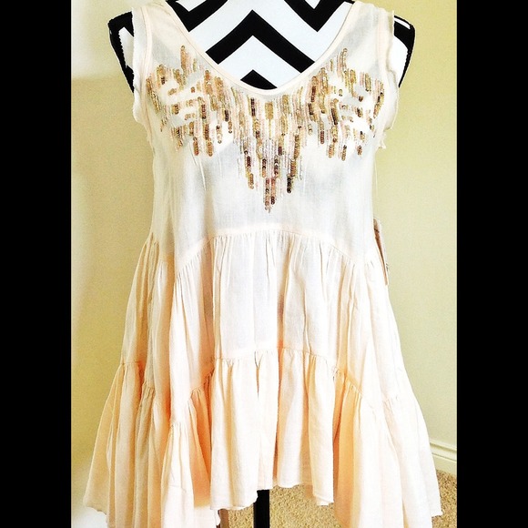 πHOST PICK x 2! Free People gauzy beaded top - Picture 3 of 4