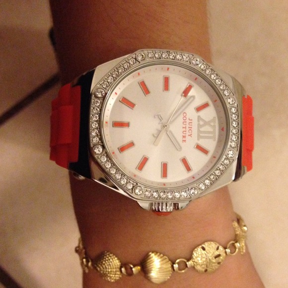 Bnwt juicy couture jelly rhinestone orange watch