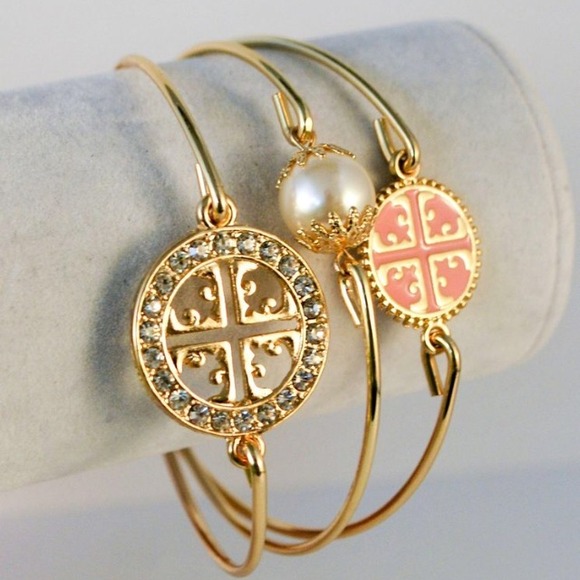 Tory set 3 Bangles pink and gold