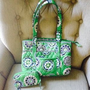 Vera Bradley "Cupcakes Green" Purse and Tech Case