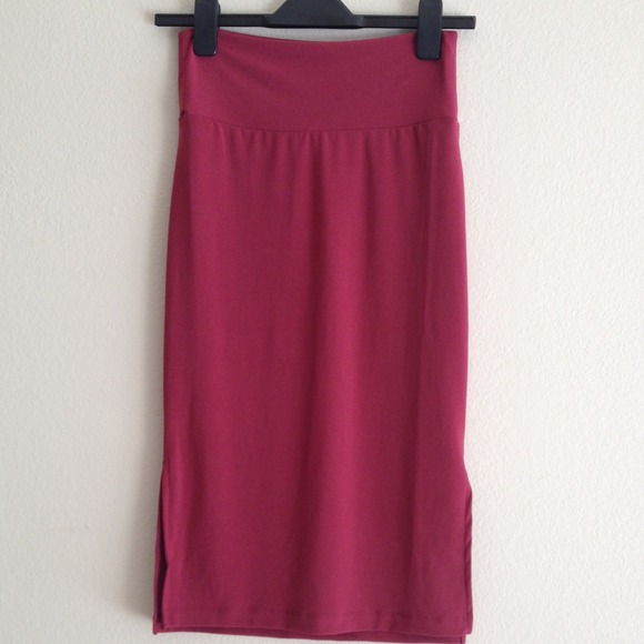 Burgundy midi skirt