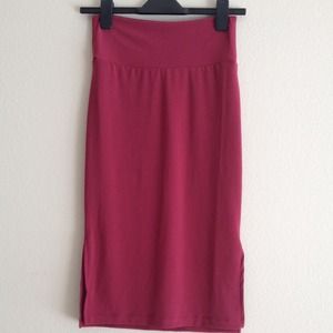 Burgundy midi skirt