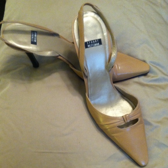 Stuart Weitzman tan leather sling back shoes