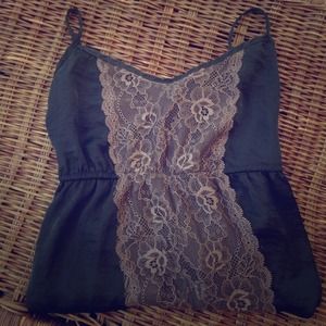 Black & Mauve Lace Racerback Babydoll Cami