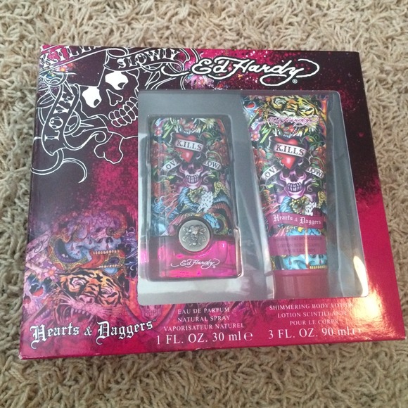 Ed hardy perfume and shimmering body lotion