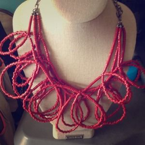 Nwot Red Statement Necklace