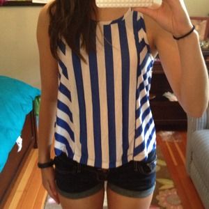 Blue and White Striped Tank