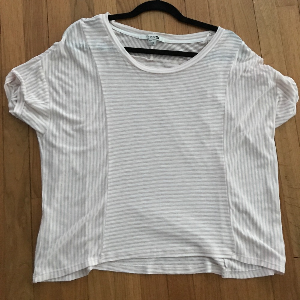 FOREVER 21 ORANGE & WHITE STRIPE SHIRT SIZE SMALL