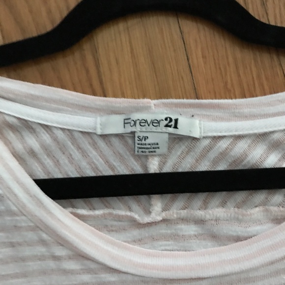 FOREVER 21 ORANGE & WHITE STRIPE SHIRT SIZE SMALL - Picture 2 of 3