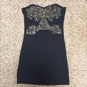 SOLD‼️Free People Gold Beaded Strapless Dress