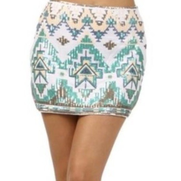 Sequin Aztec Skirt
