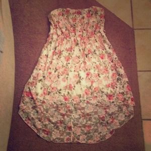 Strapless high low floral lace dress