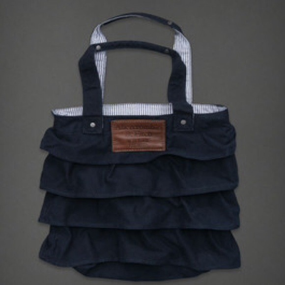 Handbags - Flirty Ruffled ABERCROMBIE Tote Bag. Dark blue!