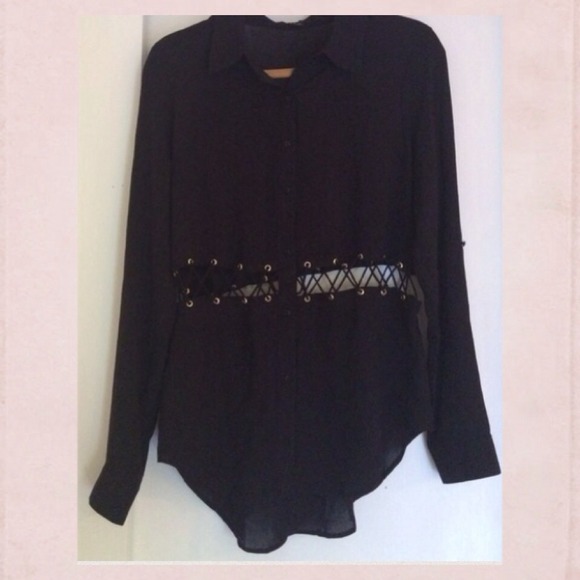 Black Button Down With Cutouts