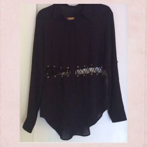 Black Button Down With Cutouts