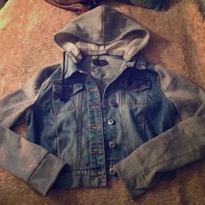 Jean/ sweatshirt jacket removable hood