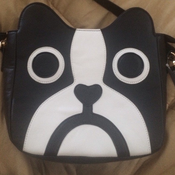 Handbags - Black and white boston terrior face purse