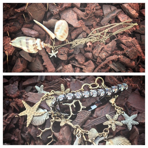 Seashell necklace&bracelet set & crystal bracelet.
