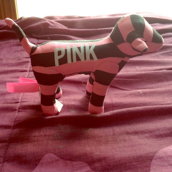 pink and black stripped Victoria's Secret dog
