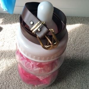 Brown and gold chain belt. 36 inches long.