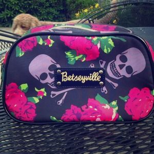 Betseyville skull and roses medium cosmetic case.
