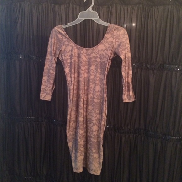 American Apparel nude lace detail spandex dress