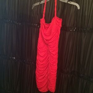 Bebe bright coral cocktail dress