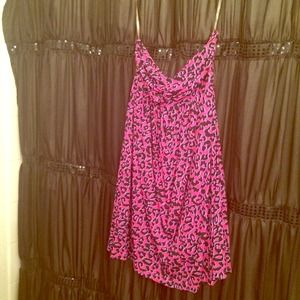 Bright leopard purple pink strapless dress