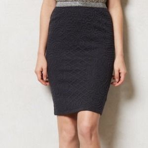 Anthropologie Grey Pencil Skirt w/ Metallic Waist
