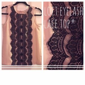 BUNDLED Loft Blush Pink & Black Lace Top