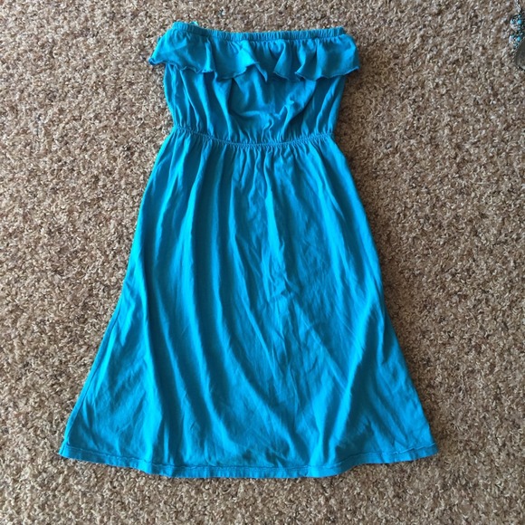 H&M Teal Strapless Summer Dress. - Picture 2 of 4