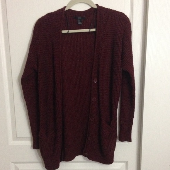 Forever 21 Sweaters - Burgundy Forever 21 Cardigan