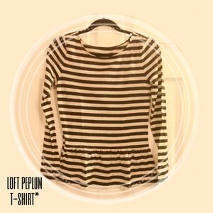 Loft Oatmeal & Black Striped Peplum Tee!